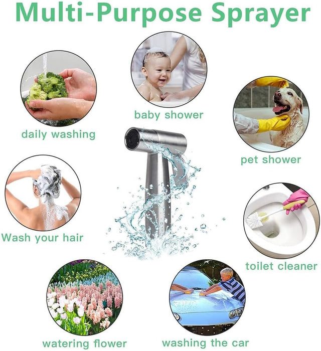 Aputue Bidet Toilet Sprayer Head, 2pcs Durable and Sturdy Bidet Hand Shower, 304 stainless steel material Handheld Bidet Sprayer Cloth Bathroom Diaper Sprayer for Kitchen and Toilet Cleaning