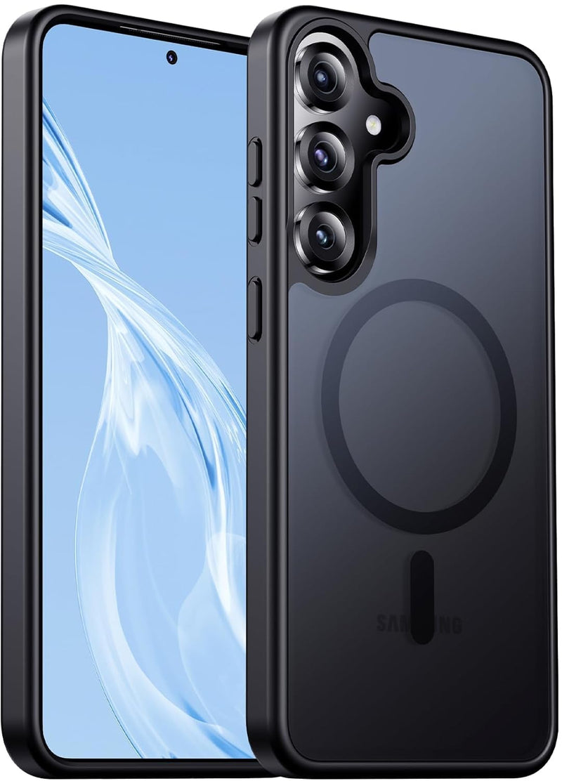 Strong Magnetic Case for Samsung Galaxy A56 5G, Compatible with Magnetic Charging, Slim Translucent Matte Military Grade Drop Protection Rugged Magnetic Case (Black, Samsung Galaxy A56 5G)