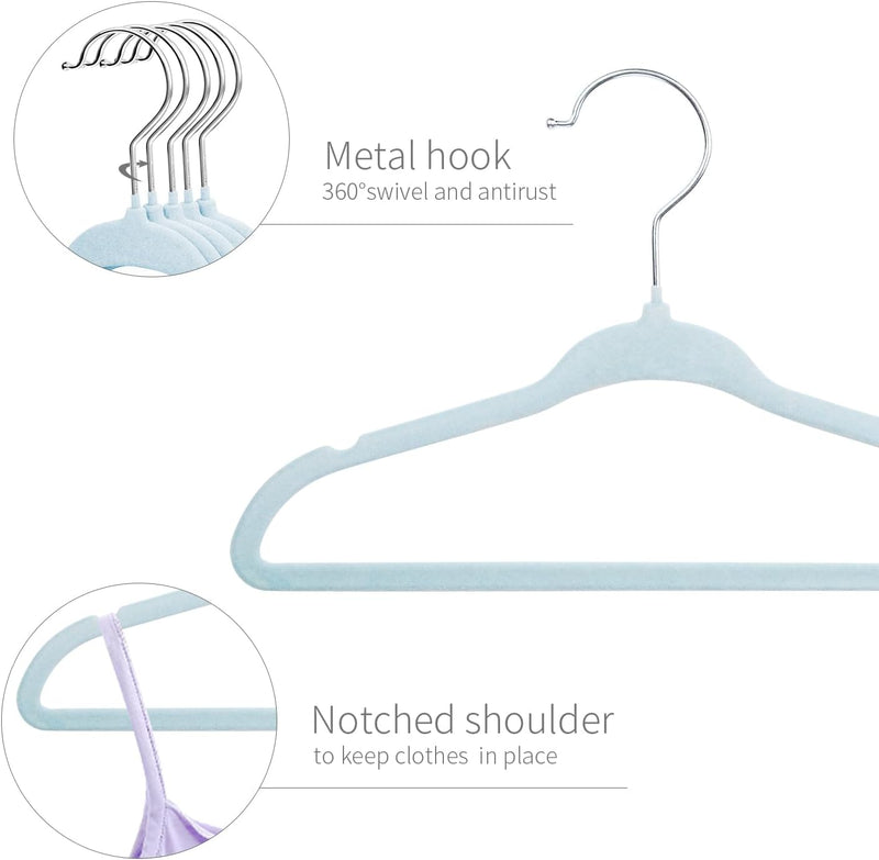 ManGotree 30 Pack 11inch Baby Clothes Hangers, Velvet Kids Toddlers Coat Hangers with Ultra Thin & Non-Slip Design (Beige)