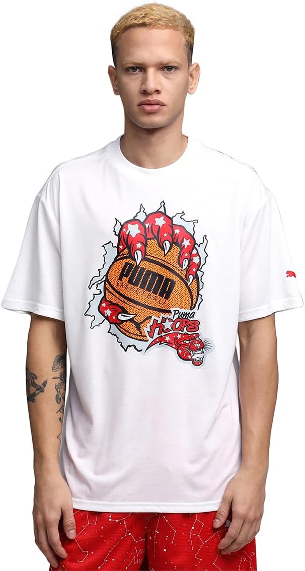 mens Hoopaverse Tee 3 PUMA White T-Shirt - PUMA White