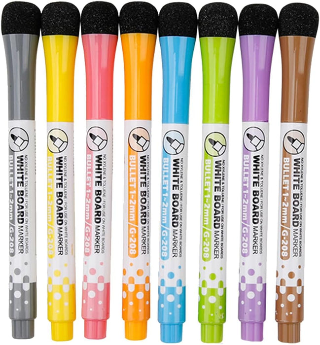 ECVV 8 Pack Whiteboard Pens Dry Erase Magnetic Whiteboard Markers Easy to Wipe Meeting Pen with Eraser Cap for Writing on Whiteboards, Glass, Mirror