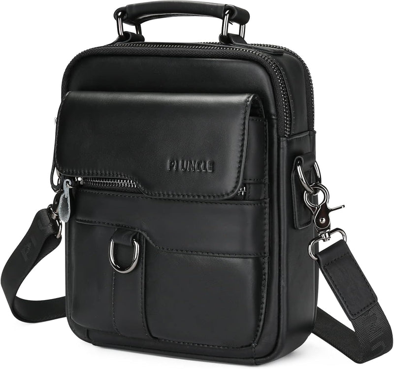 Men's Genuine Leather Shoulder Bag Messenger Briefcase CrossBody Handbag Satchel Travel bag - Black -2