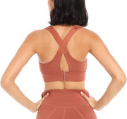 Sports Bra for Women High Impact Work Out Bra with Support Front Zipper Gym Padded Bras with Adjustable Straps
