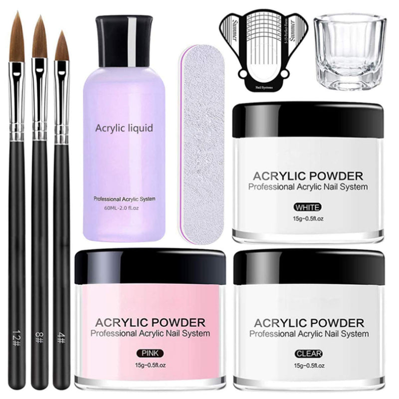 MAGIC ARMOR Acrylic Nail Kit Acrylic Powder and Professional Liquid Monomer set with Acrylic Nail Brush tips for Acrylic Nails Extension Beginner kit for Acrylic Nails Extension Beginner kit