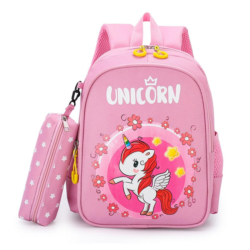 BBAUER Unicorn Backpack for Girls, Cute Kids School Bags with Pencil Pouch, Toddler Backpack, Lightweight Preschool Bookbag for Elementary Kids, for 3-12 Year Old, Pink