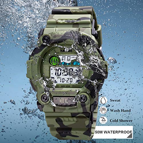 CakCity Boys Camouflage LED Sports Kids Watch Waterproof Digital Electronic Military Wrist Watches for Kid with Luminous Alarm Stopwatch Child Watches Ages 3-10