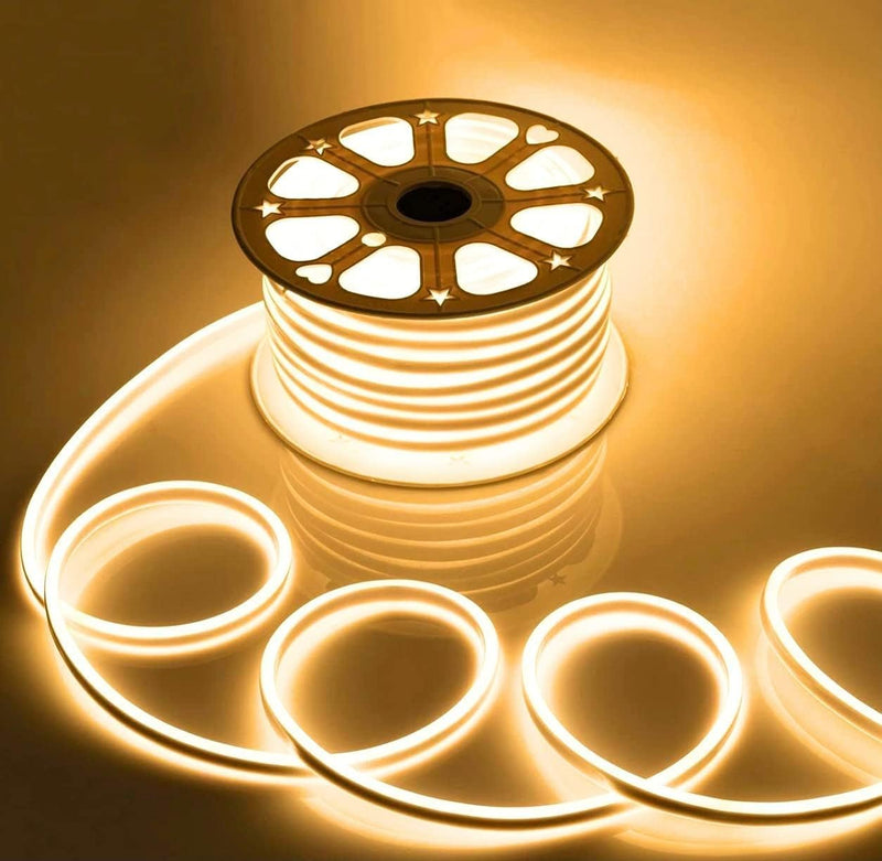 Premium quality Neon strip light LED Neon Strip Light Waterproof AC220V 2835 SMD for Home Lighting Kitchen Bed Outdoor Flexible Decoration with Connector (Warm Light, 5) - Warm Light 5.0 Meters