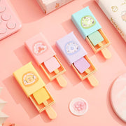 LUYAO 4PCS Popsicle Shaped Fun Magic Box Eraser, Cute Ice Cream Shape Rubber Eraser Easy to Clean, Fun Erasers for Girls Kids, School Student Prize Party Present
