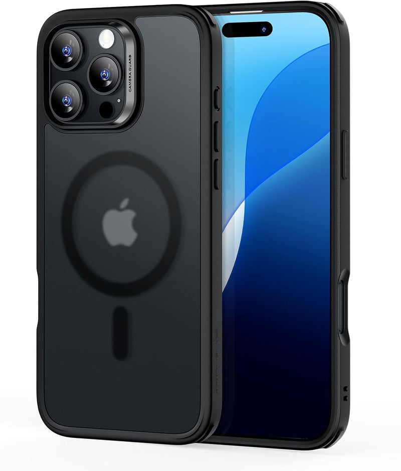 ESR for iPhone 17 Pro Max Case, Camera Control Cover, Compatible with MagSafe Accessories, TPU, Military-Grade Drop Protection, Shock-Absorbing Air Guard Corners, Hybrid Series, Clear Black - iPhone 16 Pro Max A-Frosted Black