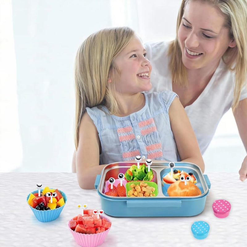56 PCS Silicone Lunch Box Divider Set, Reusable Bento Accessories, Silicone Cupcake Liners for Baking