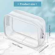 12 Pieces Clear Cosmetics Bag PVC Zippered Clear Toiletry Carry Pouch Portable Cosmetic Makeup Bag Waterproof Makeup Bag Vinyl Plastic Organizer Case for Vacation Bathroom, White, Medium - transparent Medium