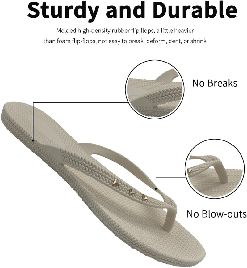 Rivet Decor Flip Flops, Comfortable Non - Slip Beach Sandals for Women, Fashion Outdoor Flip Flops