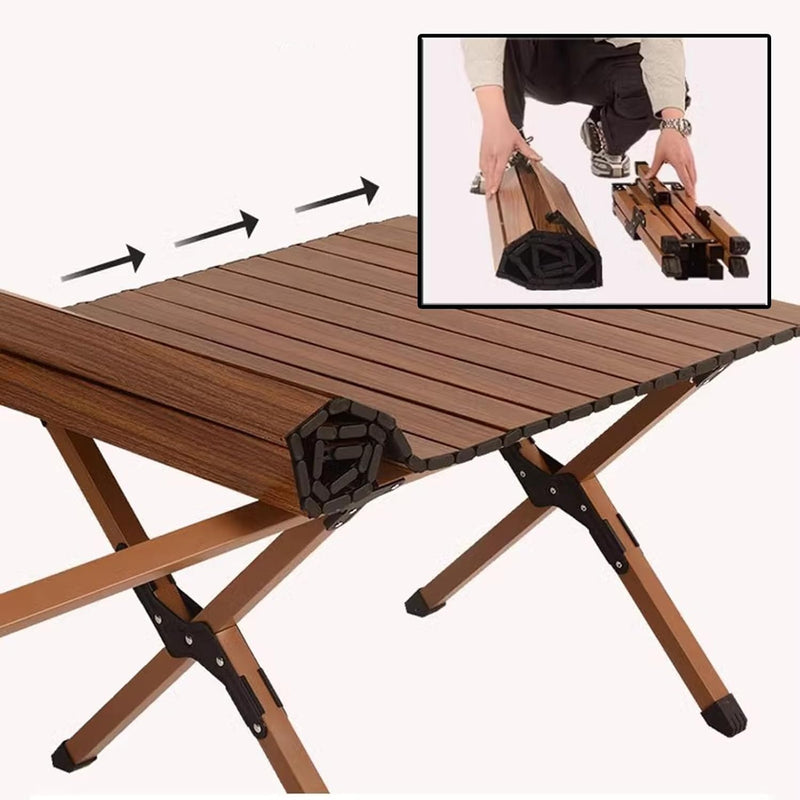 GO2CAMPS Foldable Roll-Up Camping Table with Carry Bag 120 x 120 x 45 cm Durable, Lightweight Portable Aluminum Outdoor Folding Table for Camping, Picnic, Hiking, BBQ, Beach, Trip, Travel