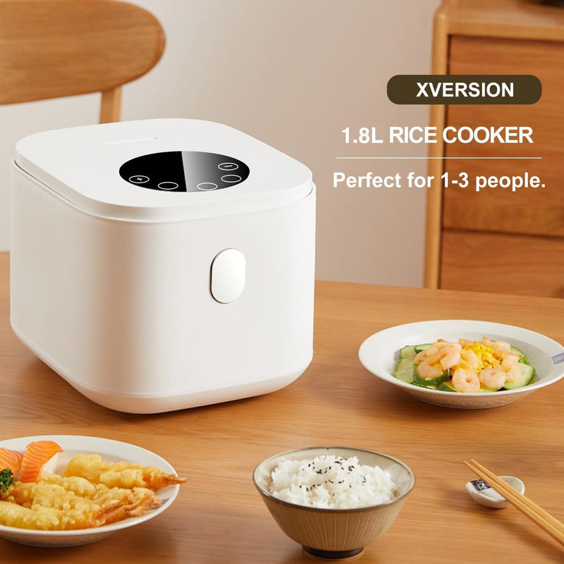 XVersion 3L Low Sugar Rice Cooker with Steamer – Smart Multi Cooker for Rice, Soup, Stew & Cake – Timer, Reservation & Keep Warm - Electric Rice Maker for Home/Kitchen/Family (Cream, 3L)