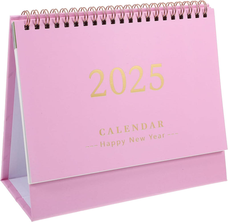STOBOK Small Desk Calendar,2024-2025 Desk Calenda Flip Calendar Desktop Calendar Desk Tent Calendar Monthly Calendar for Home Office -Pink