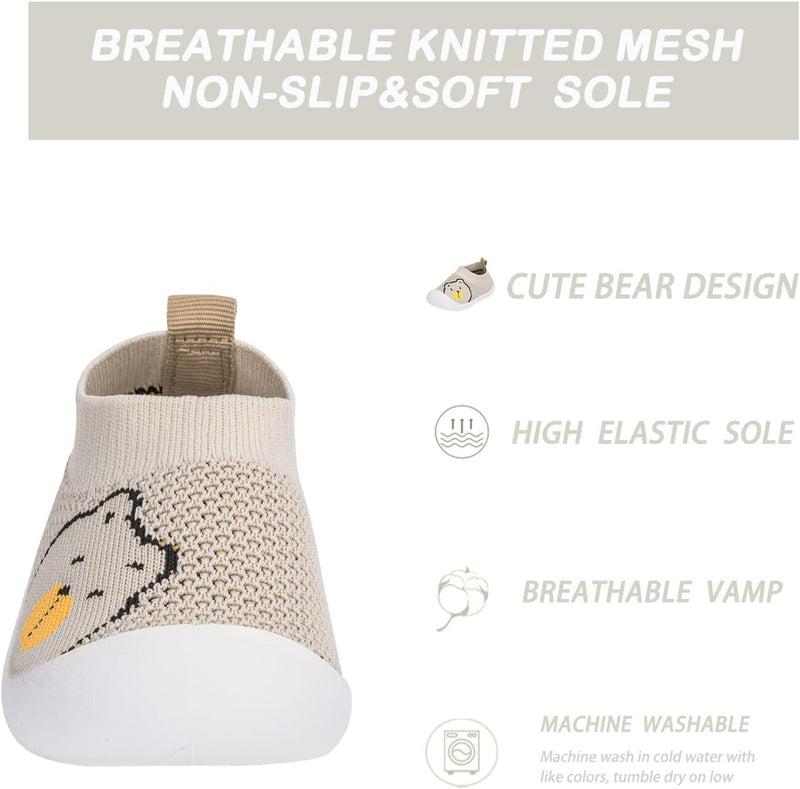 Baby Toddler Non-Skid Sock Shoes Indoor Slipper Breathable Cotton Mesh Lightweight Sole Infant Boy Girls Kids Children