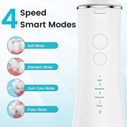 SKY-TOUCH Cordless Water Flosser Portable Dental Oral Irrigator with 4 Modes & 4 Nozzles, 280ml Water Tank, Rechargeable & Waterproof for Teeth, Braces & Gum Care, Home & Travel Use