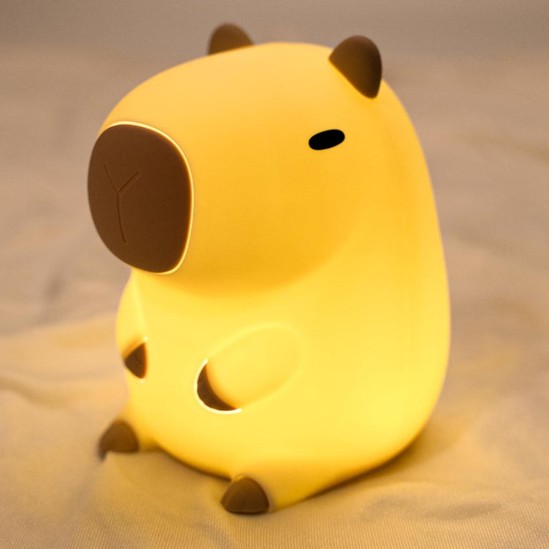 Capybara Night Light, LED Cute Silicone Squishy Animal Lamp, Dimmable Nursery Nightlight, Rechargeable Bedside Touch Lamp for Breastfeeding Toddler Baby Kids Kawaii Gifts Room Decor