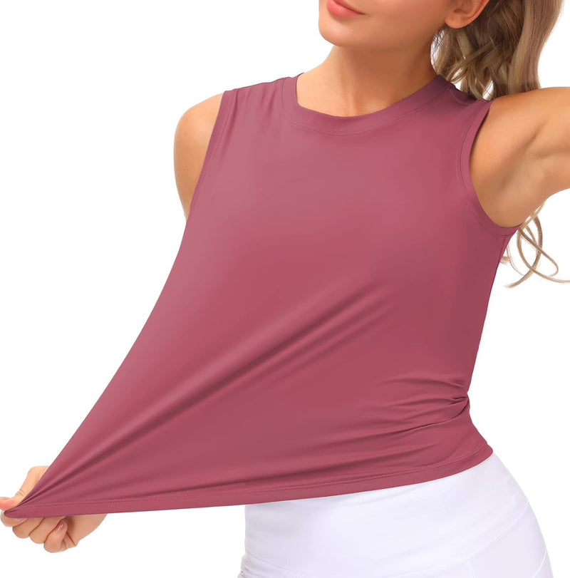 THE GYM PEOPLE Ice Silk Workout Tops for Women Quick Dry Muscle Gym Running Shirts Sleeveles