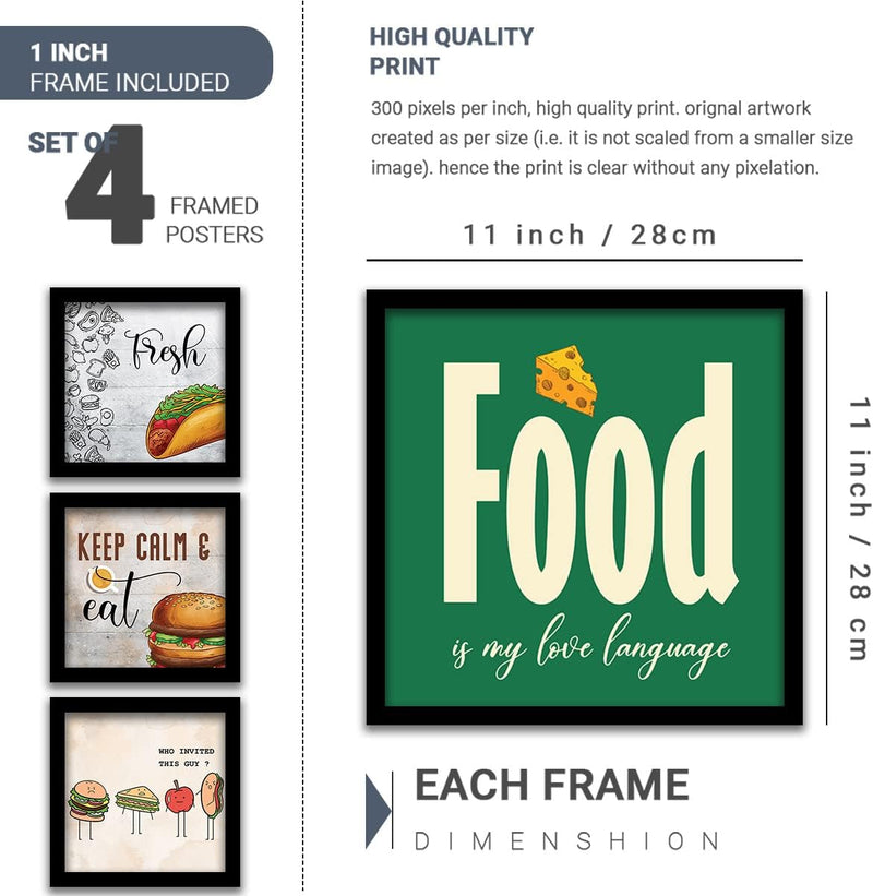 kotart Engineered Wood Photo Frames For Kitchen And Restaurant Wall Decoration - Food Quotes Decor Poster With Frame (11 Inch X 11 Inch, Multi) Design-2, Square)