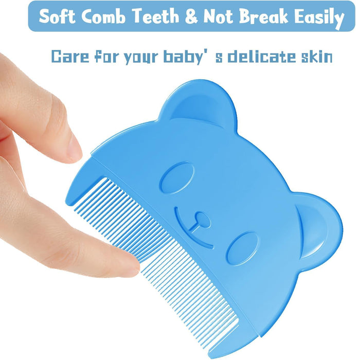 NALACAL 3 Pcs Baby Comb Baby Cradle Cap Comb Baby Hair Brush Toddler Comb Toddler Hair Brush Newborn Baby Bath Essentials (Blue)
