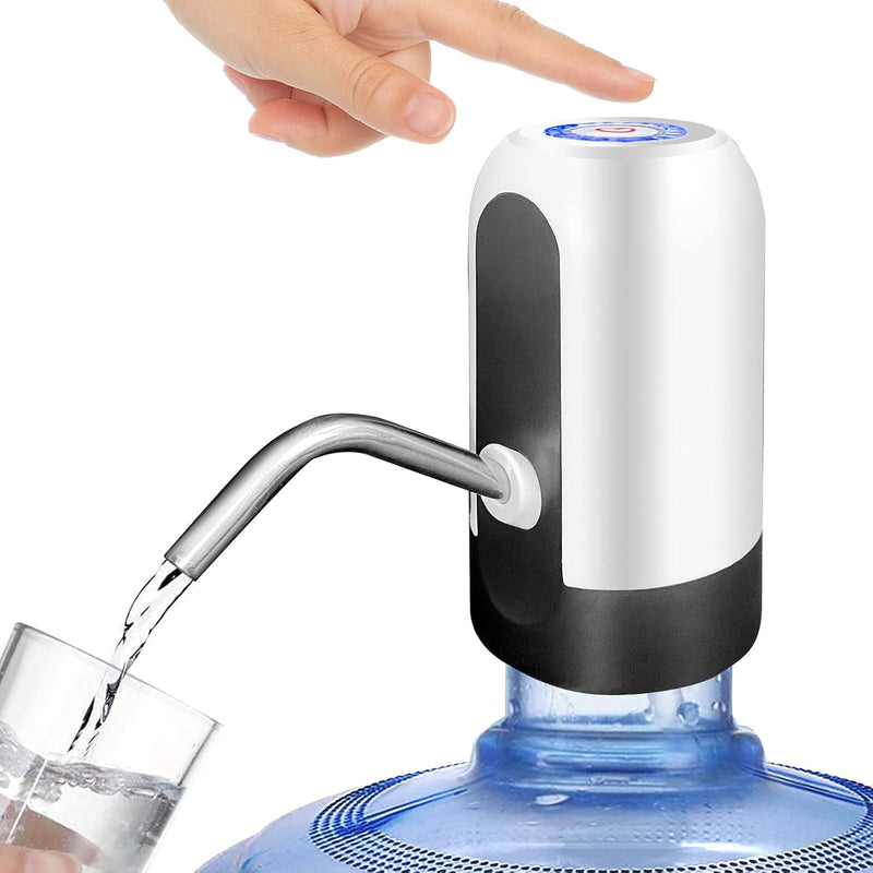 SKY-TOUCH 5 Gallon Water Bottle Pump, USB Charging Portable Electric Water Pump for for for 2-5 Gallon Jugs USB Charging Portable Water Dispenser for Office, Home, Camping, Kitchen and etc. White - White