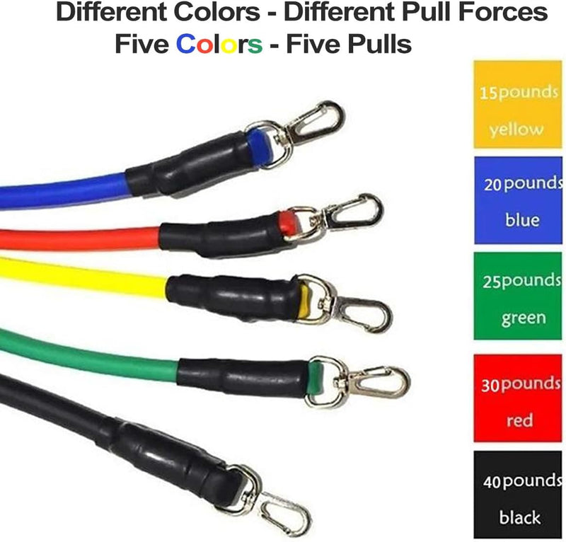 11 piece Resistance Band set,Resistance Tube with Foam Handles, Door Anchor for Exercise & Stretching, Suitable in Home & Gym Workout for Men & Women,Em-1835 - M