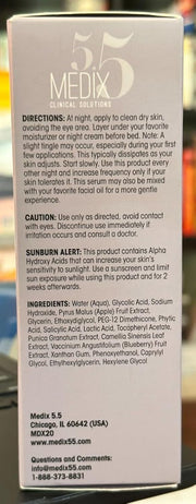 Medix 10% Glycolic Acid Face Peel Exfoliating Serum W/Lactic Acid + Salicylic Acid Gentle Skin Care Exfoliate Facial Peel Treatment Targets Fine Lines, Wrinkles, Large Pores, Age Spots 1.75 FL Oz