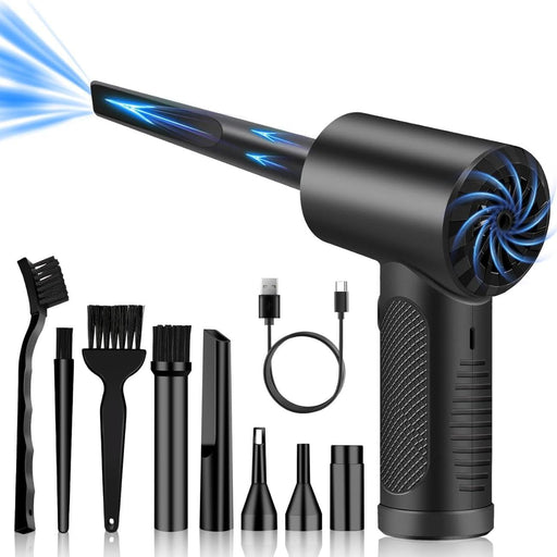 Compressed Air Duster - 3 Speed 50000RPM Electric Air Duster with LED Light,Type-C Rechargeable,Deep Cleaning Keyboard and Adjustable Cordless Dry Blower for Home and Office