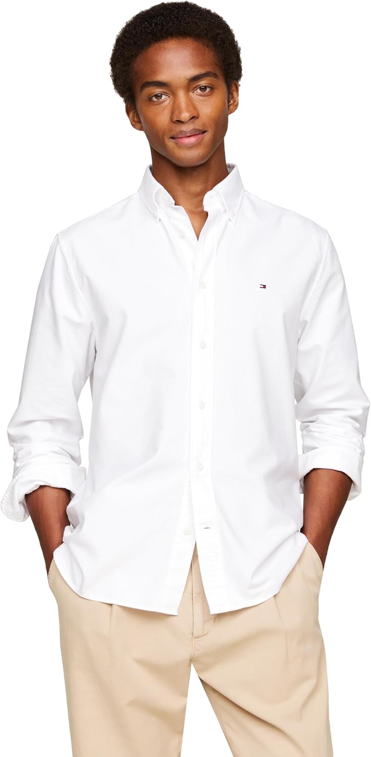Mens Long Sleeve Oxford Shirts in Regular Fit, Men's Button Down Shirts, Also Available in Big and Tall - Optic White