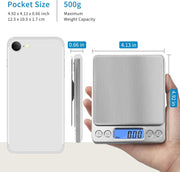 toprime Digital Kitchen Scale, Mini/Pocket Scale, 500g 0.01g High Precision Gram Micro Food Jewelry Scale with Platform, LCD Display, Tare and PCS Features