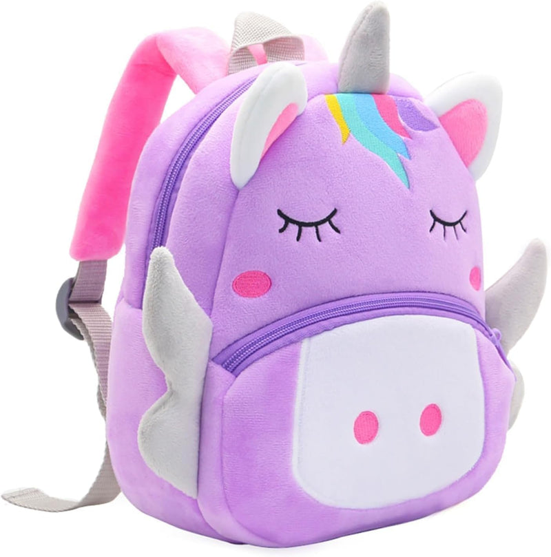 Cute Toddler Backpack,Cartoon Kids Animal Backpack,Soft Plush Rucksack for Preschool Kindergarten for Ages 2-6 Year - Unicorn