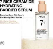 Rice Ceramide 7 Hydrating Barrier Serum, Brightening, Hydrating Serum for Face, Rice, Hyaluronic Acid, Niacinamide, Fragrance-free, Non comodogenic, Glass Skin, Korean Skin Care, 50ml/1.69fl.oz.