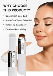 ZAVELYN Korean Color Changing Foundation Stick with Built-in Brush, V White Medium to Full Coverage Makeup, Dewy Finish, Paraben-Free BB CC Cream Hybrid, Natural 202