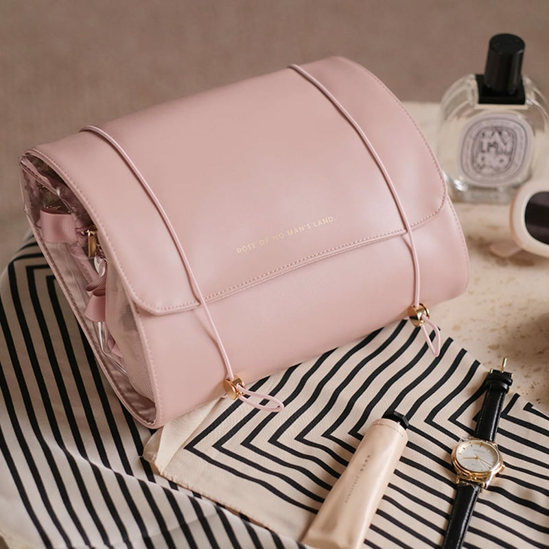 4 in 1 Travel Cosmetic Bag Roll-Up Toiletry Foldable Make Up Storage Bag for Skin Care Products, with 4 Detachable Zipper Pouches