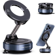 Limos 360 Vacuum Magnetic Car Phone Holder Suction Cup Mount for Windshield Dashboard Hands-Free Adjustable Stand Compatible with Magsafe Smartphones GPS Navigation Strong Suction Mount