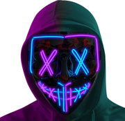 Poptrend Halloween Mask LED Light up Mask Scary mask for Festival Cosplay Halloween Costume Masquerade Parties,Carnival,Gift - 1 Pack Blue+purple