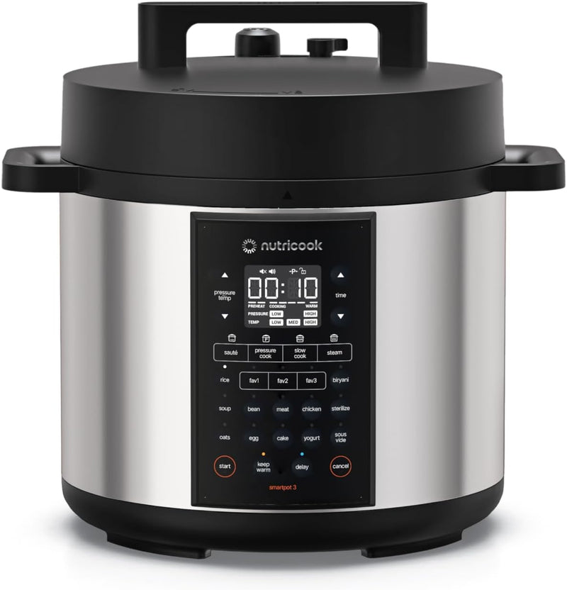Nutricook Smart Pot 2 Rice Cooker, Steamer, Sauté Pot, Yogurt Maker & More,9 In 1 Electric Pressure Cooker, Slow Cooker,6 Liters, 12 Smart Programs With New Smart Lid