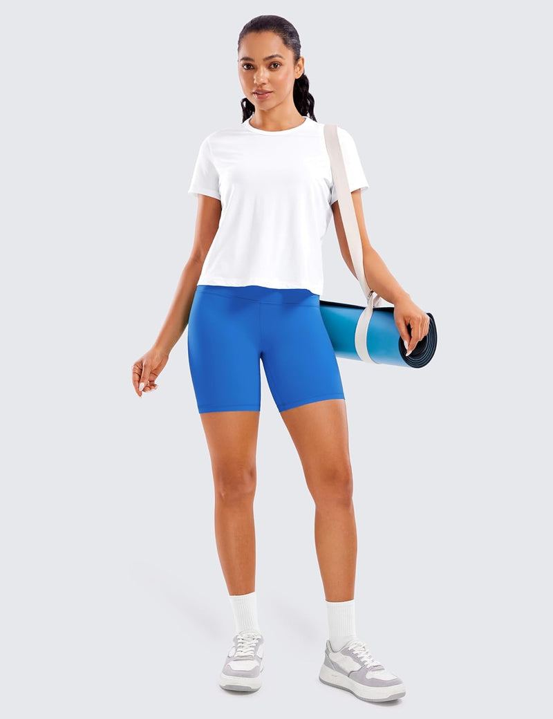 CRZ YOGA Womens ButterLuxe Biker Shorts 6"- High Waist Workout Athletic Running Spandex Yoga Shorts
