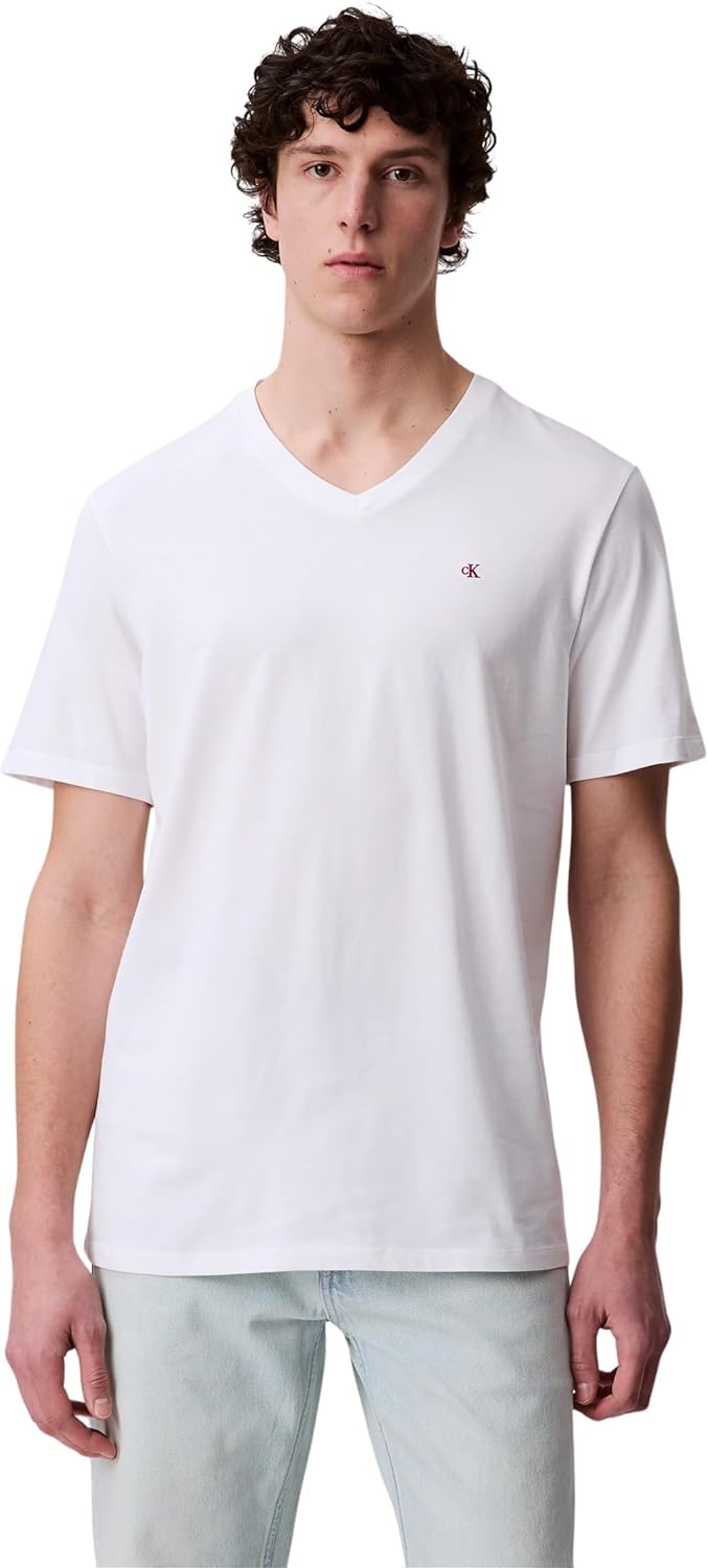 Mens SS SMOOTH CTTN SOLID VNECK TEE S/S T-Shirt (pack of 1) - Brilliant White
