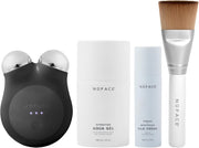 NuFACE Mini+ Midnight Black Starter Kit - Lift, Contour & Tone your skin - Portable Petite Facial Toning Device - Includes Silk Crème & Aqua Gel - Black