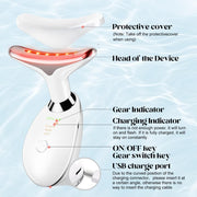 FITTO White Neck Face Massager, Face Sculpting Tool with 3 Color Modes,Ergonomic Design for Neck & Jawline, Rechargeable LED for Beauty & Relaxation