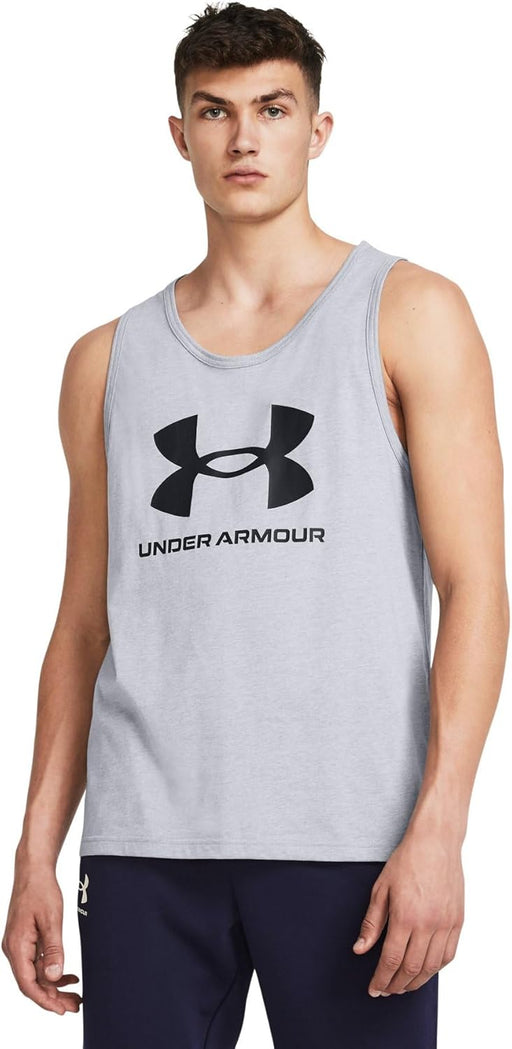 mens Sportstyle Logo Tank Top T-Shirt - (035) Steel Light Heather / / Black