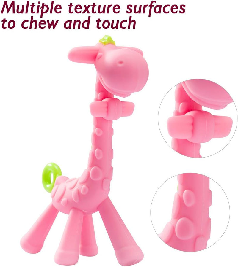 SHARE&CARE BPA Free Silicone Fruit Baby Teether Toy with Storage Case, for 3 Months Above Infant Sore Gums Pain Relief (5 Fruits)