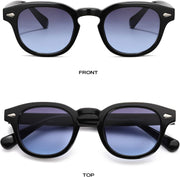 Unisex Vintage Retro Round Style Tinted Sunglasses For Men Women Fashion Circle Sun Glasses 46mm - black, C05 Black Frame Gradient Gray-blue Lens