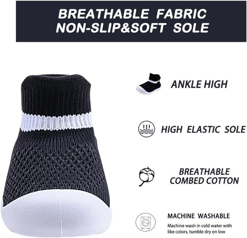 Baby Toddler Non-Skid Sock Shoes Indoor Slipper Breathable Cotton Mesh Lightweight Sole Infant Boy Girls Kids Children