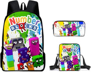 Children Backpack Daypack Schoolbag Teen Boys School Book bag with Lunch Box Pen Case 3 in 1 - color3