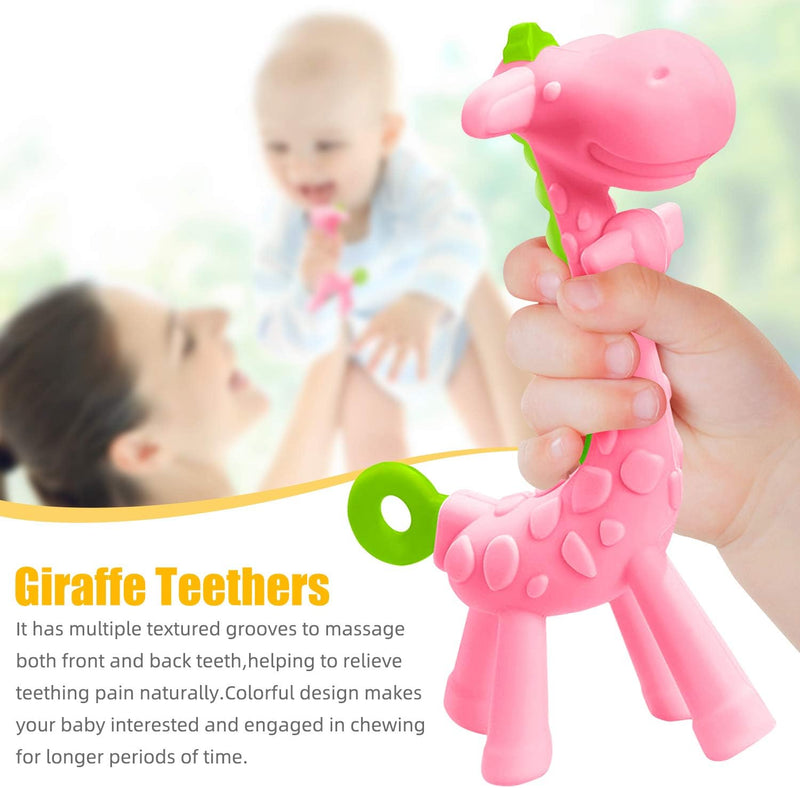 SHARE&CARE BPA Free Silicone Fruit Baby Teether Toy with Storage Case, for 3 Months Above Infant Sore Gums Pain Relief (5 Fruits)