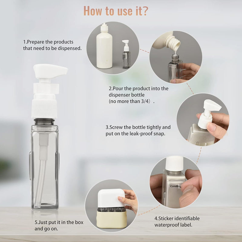 MAKINGTEC Travel Bottles, Leak Proof Containers For Toiletries TSA Approved Airplane Accessories Kits For Liquid Travel Size Accessories and Shampoo Conditioner Bottles (4 Pack)