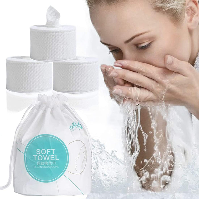 KASTWAVE Face Towels, Disposable Biodegradable Clean Facial Wash Cloth for Sensitive Skin, 100% Cotton Facial Tissue for Cleansing, Skincare and Makeup Remover, Dry Wipes